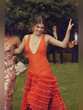 Anthropologie Forever That Girl Tiered-Ruffle High-Low Dress